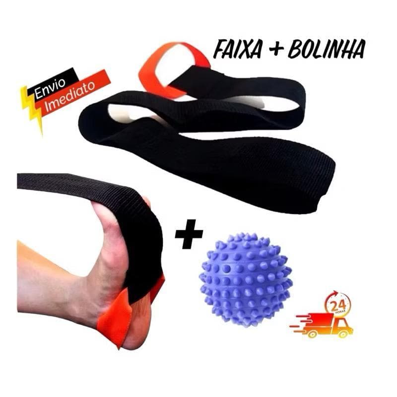 faixa alongamento tratamento fascite esporão +kit bola cravo
