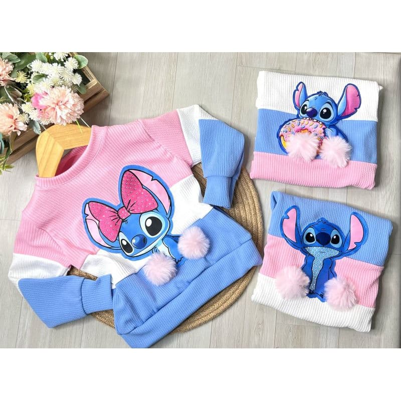 Blusa Infantil de Frio Menina Stitch Moda Blogleirinha Inverno