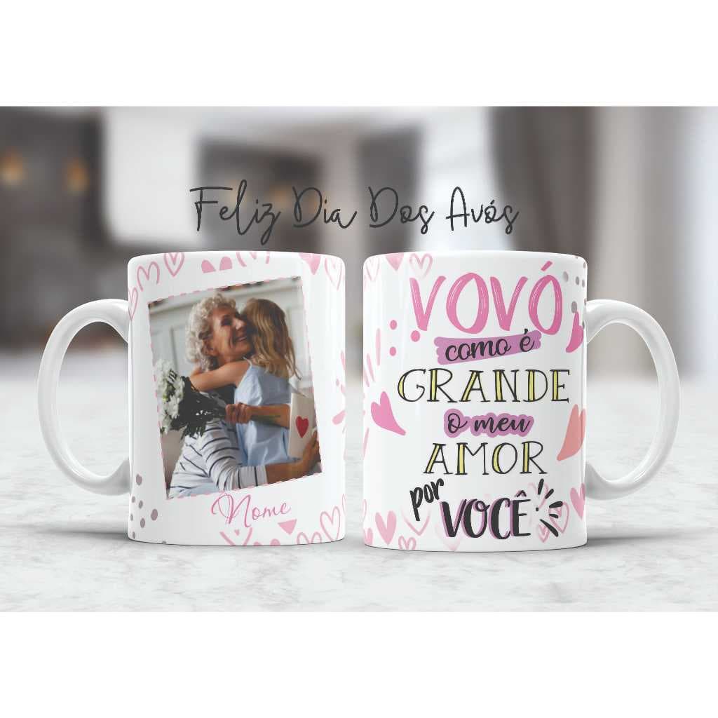 Caneca De Porcelana Personalizada dia dos Avós com Foto Vários modelos