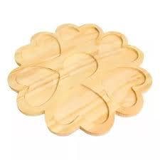 Petisqueira Tábua de Bambu p/ Frios e Queijo de Flor Coração - Gamela Redonda de Bambu para Petisco