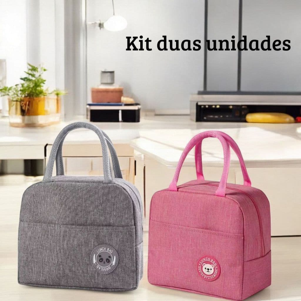 Kit 2 Bolsas Térmicas Lunch Bag para Marmita Lancheira Portátil