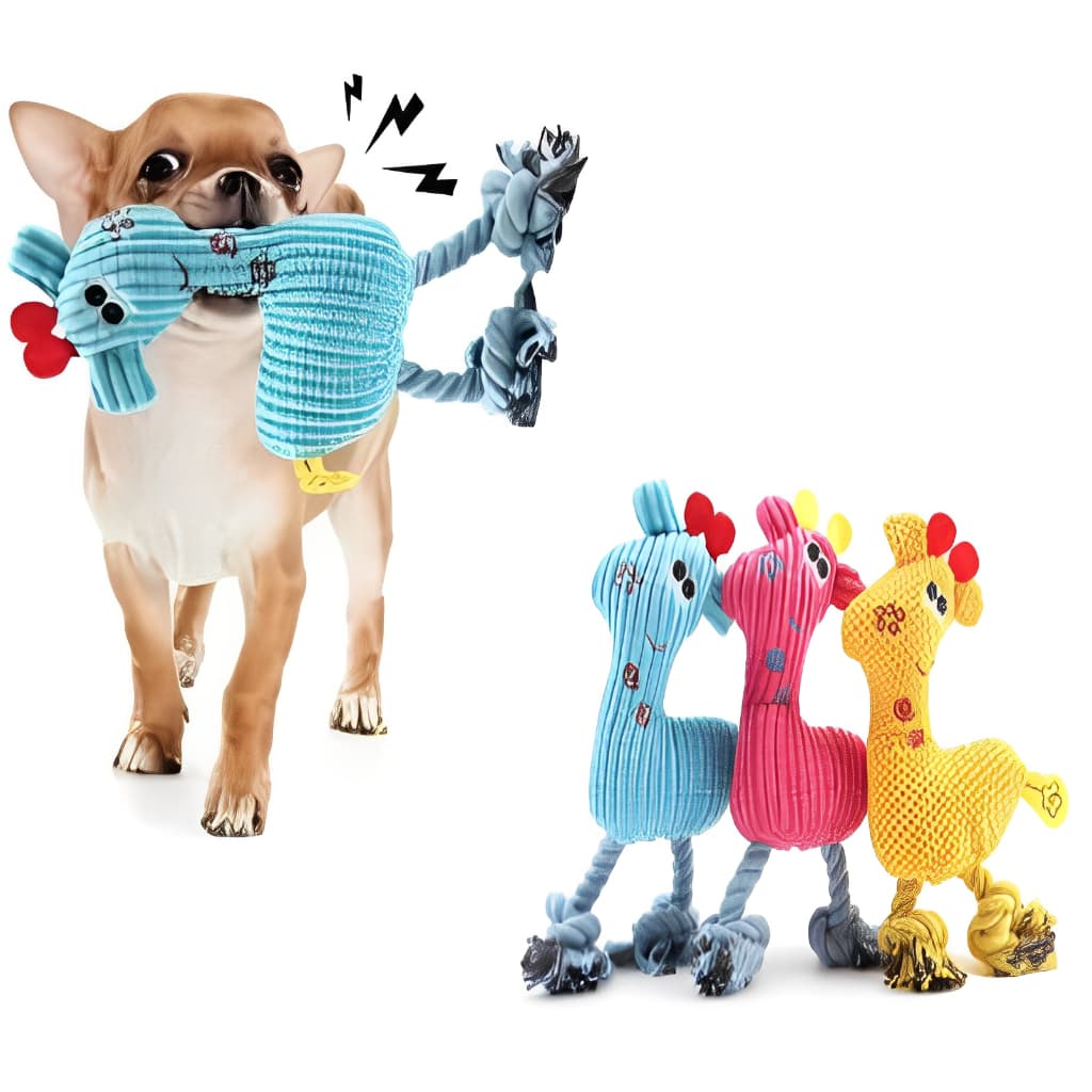 Girafa De Pelúcia Para Pet Com Corda Nó Brinquedo Mordedor Para Cães E Gatos De Todas Raças C/ APITO