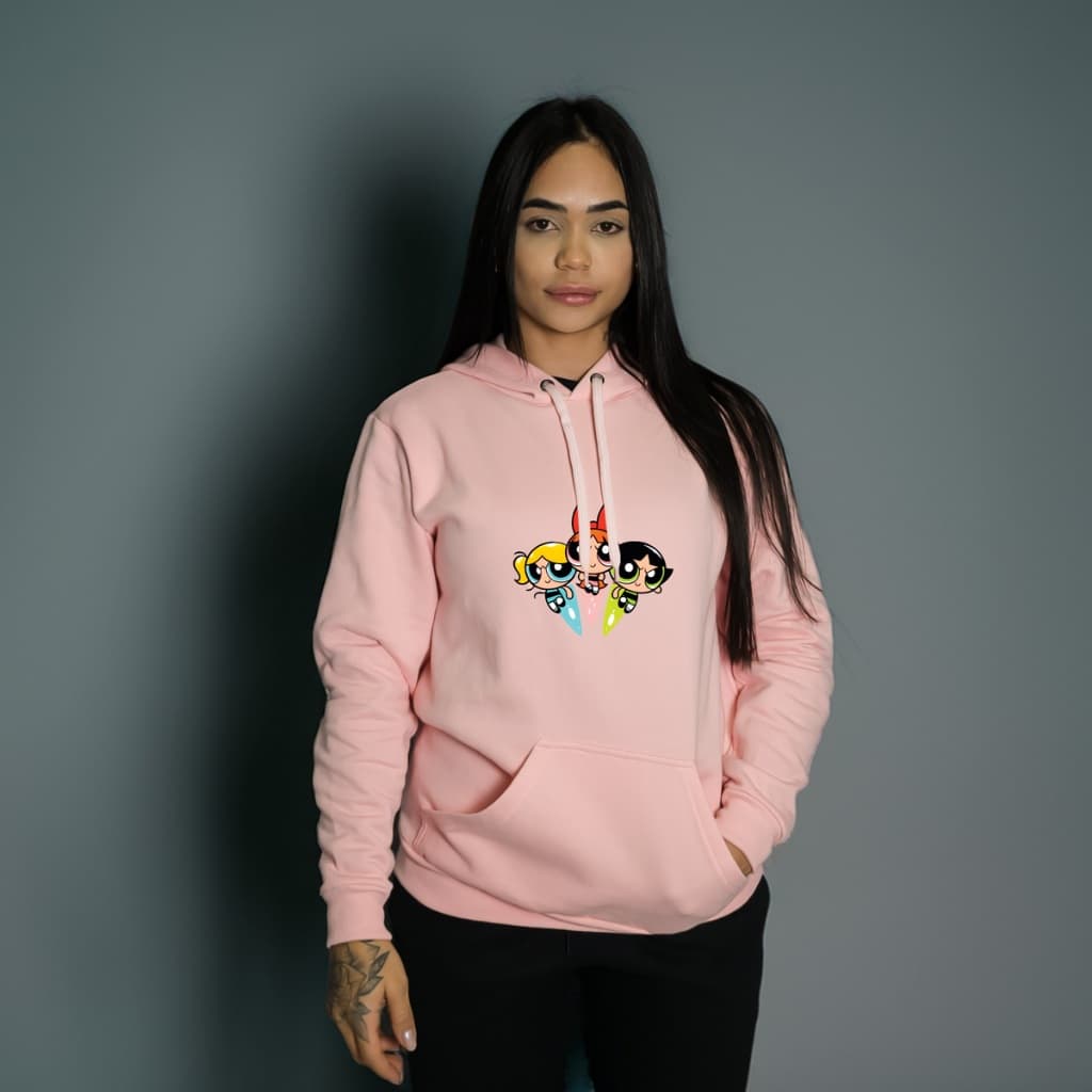 Blusa Blusão Moletom Canguru Superpoderosas Unisex Masculino e Feminino 60% Algodão Compre de Quem Fabrica C/ Qualidade