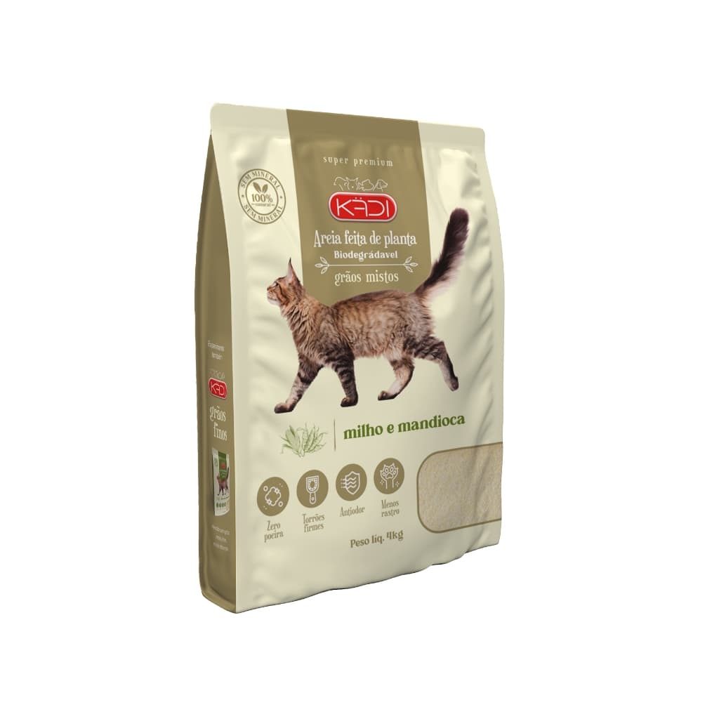 Areia Higiênica Biodegradável Para Gatos Grãos Mistos 4kg