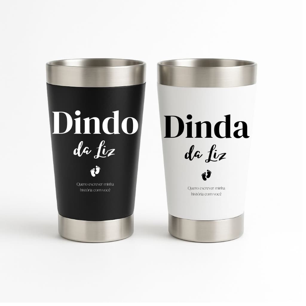 Copos Térmicos Kit 2 Padrinhos Dinda Dindo Com Frase Nome personalizado