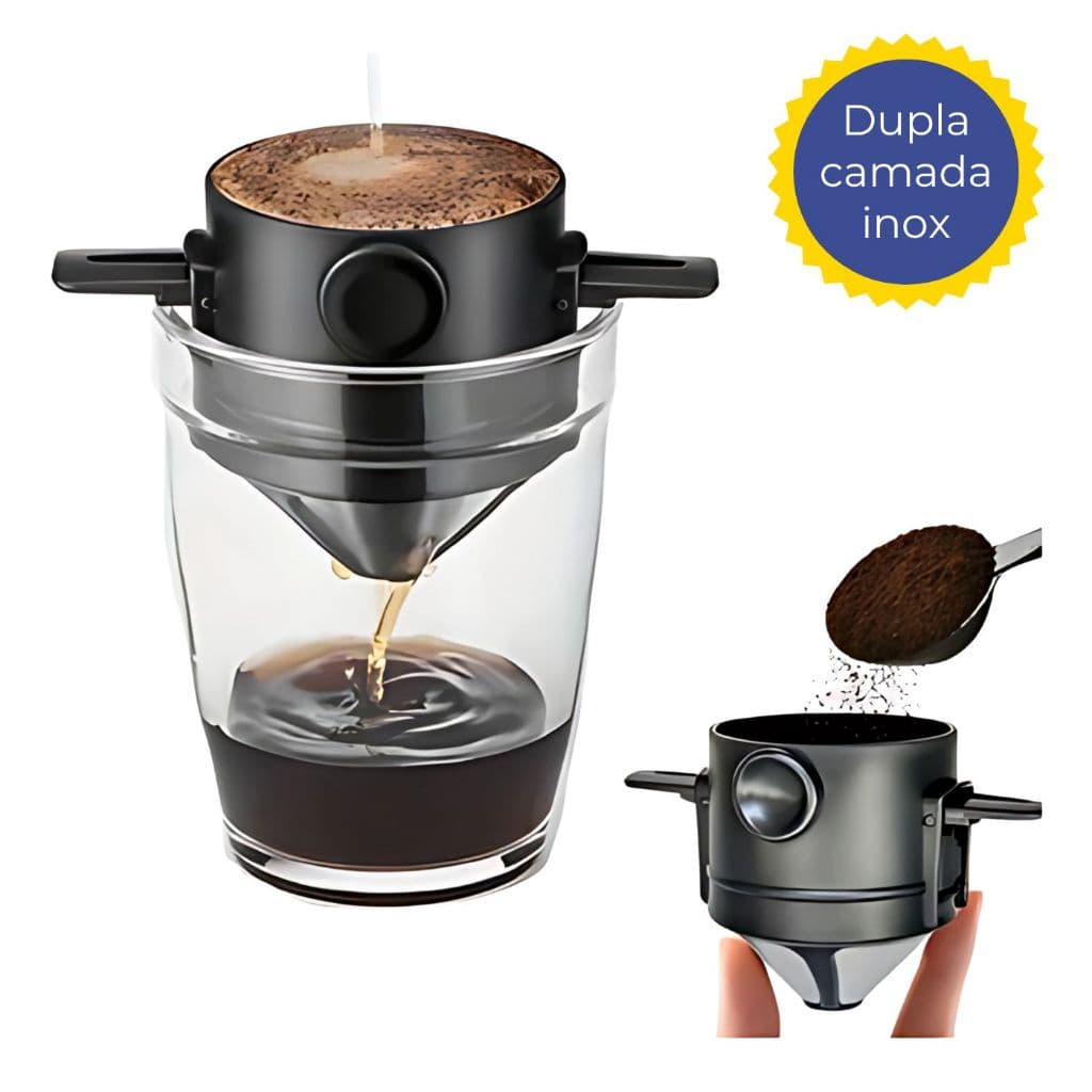 Mini Filtro De Café Chá Portátil Coador De Café da Manha Reutilizável Inox Dupla Camada