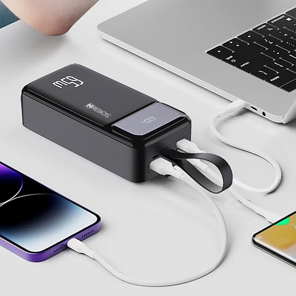 Power Bank Titan  Premium PB-958 ,30000 MAH, Entrada Dual Type-C/Dual USB 65W