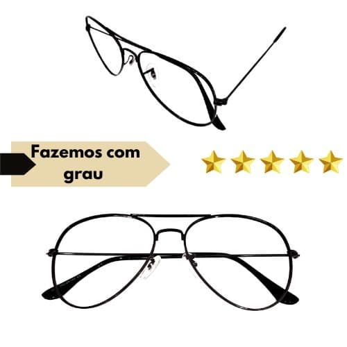 Óculos Completo Armação Aviador Com Lentes Em Anti Reflexo Com Seu Grau