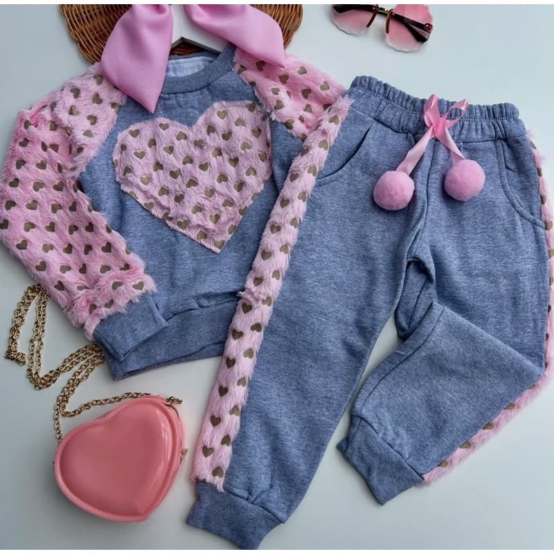 conjunto moletom flanelado infantil menina