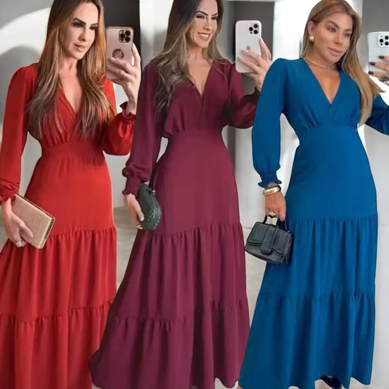 vestido longo com manga longa