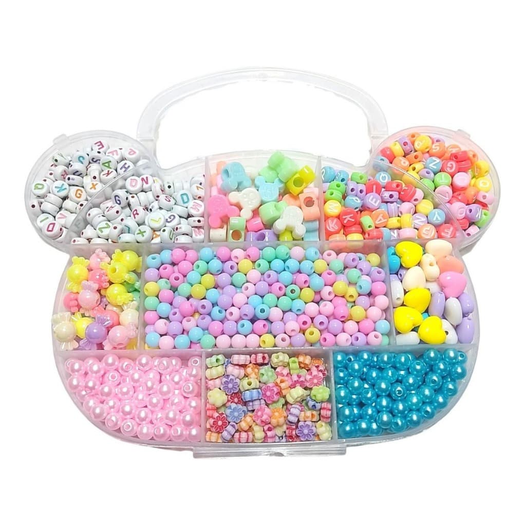 Kit Miçanga Infantil  Colorida Fazer Pulseira  + Silicone Colar Brinquedo Menina Artesanato