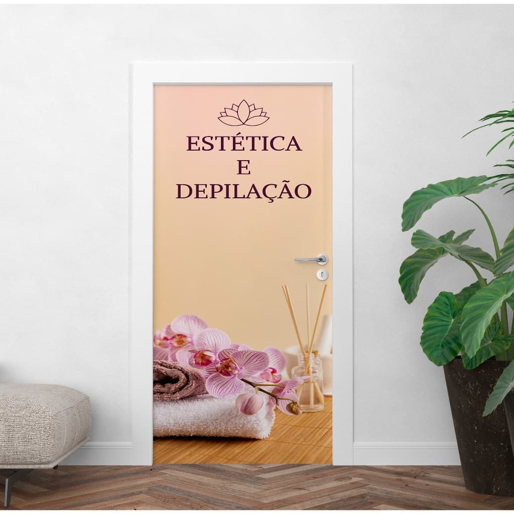 Adesivo Personalizado Porta Estética E Depilação Clínica Spa Flores