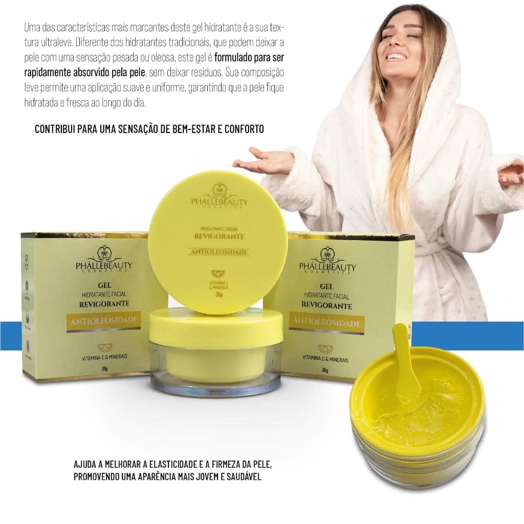 Gel Hidratante Facial Revigorante Phállebeauty