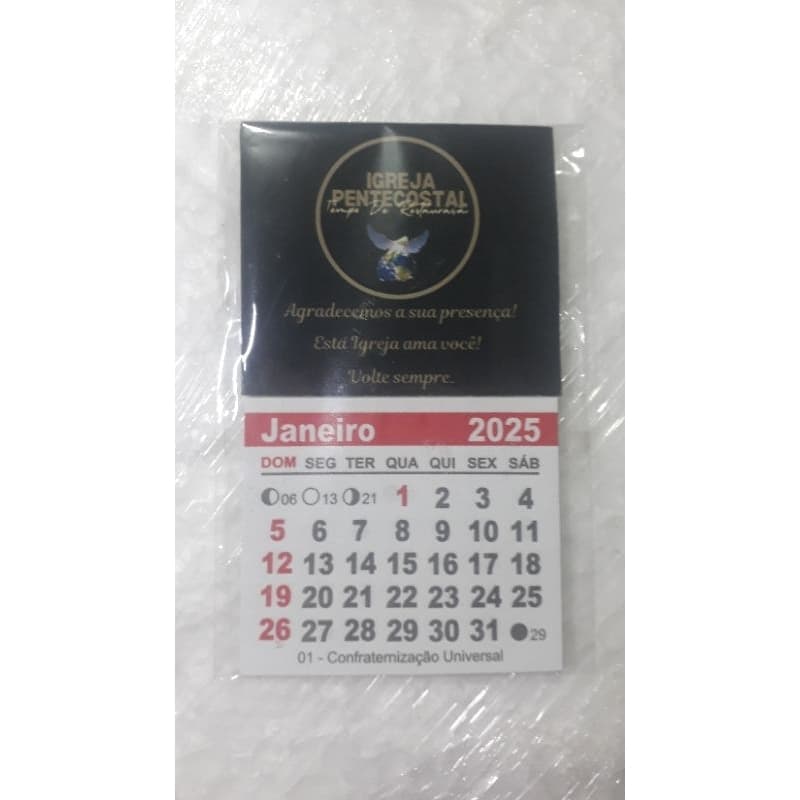 100 Calendários com Ímã, coloco Logo da Empresa e Contato, da Igreja, Foto, Idade e o Tema da festa.