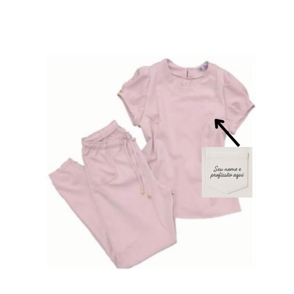 Pijama Cirurgico / Scrub Com botão na manga + BORDADO NOME E PROFISSÃO INCLUSO