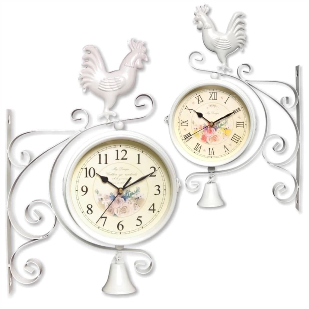 Relógio Estação Dupla Face Retrô Decoração Vintage Branco ou Preto Galo