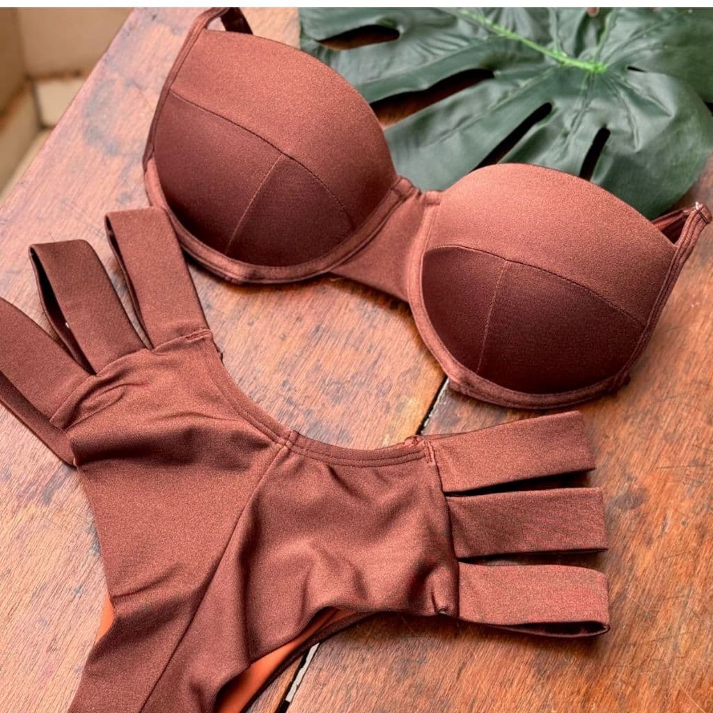 Biquíni Feminino Meia Taça com Bojo e Aro Hot Pant Cintura Alta Modelador Feminino