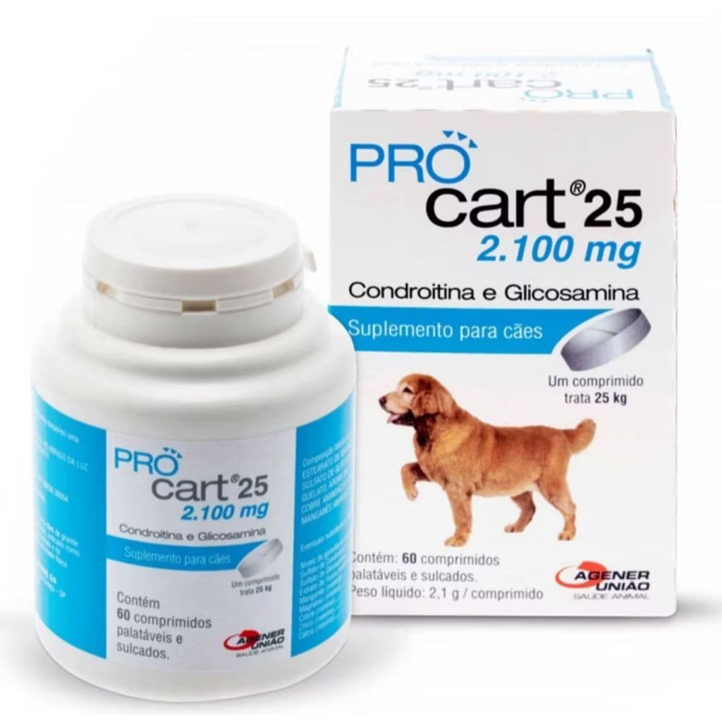 Pro Cart 25 Condroitina Glicosamina 60 Comp/ Para Cães 2100mg - Agener União
