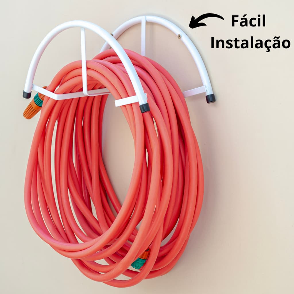 Suporte Fixo Para Mangueira de Jardim Enrrolador Reforçado com Kit Instalação