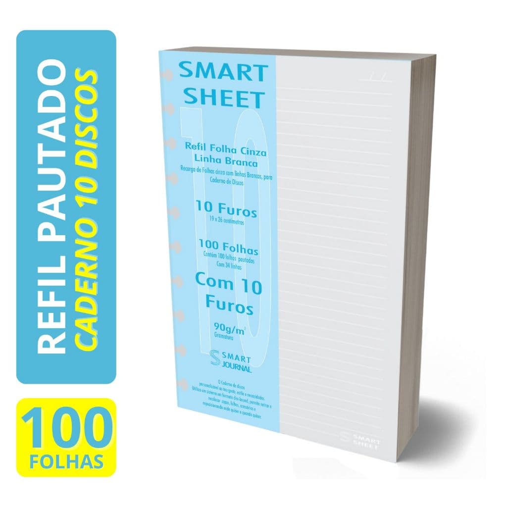 Refil Caderno Discos 90g Pauta Branca B5 100 Folhas 10 Furos
