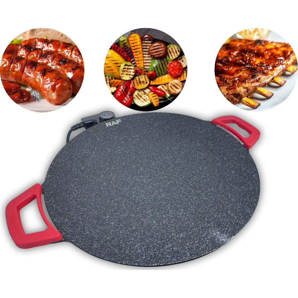 Chapa Elétrica Disco Redondo Sem Carvão - Faz Carnes/Vegetais/Legumes/Frangos Fácil De Limpar 1800w