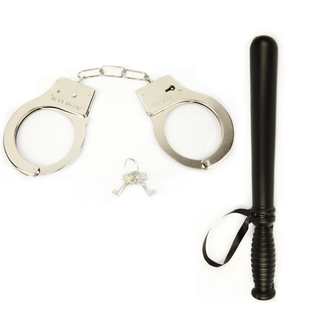 Kit Policial Algema E Cassetete Fantasia Carnaval