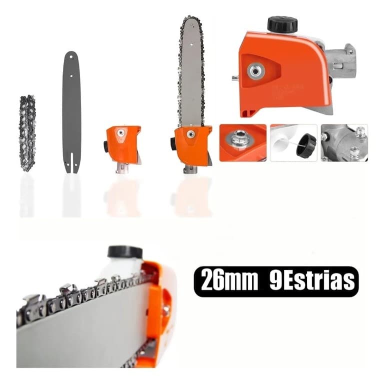 Adaptador Motosserra Motopoda Para Roçadeira 26mm 9 Estrias.