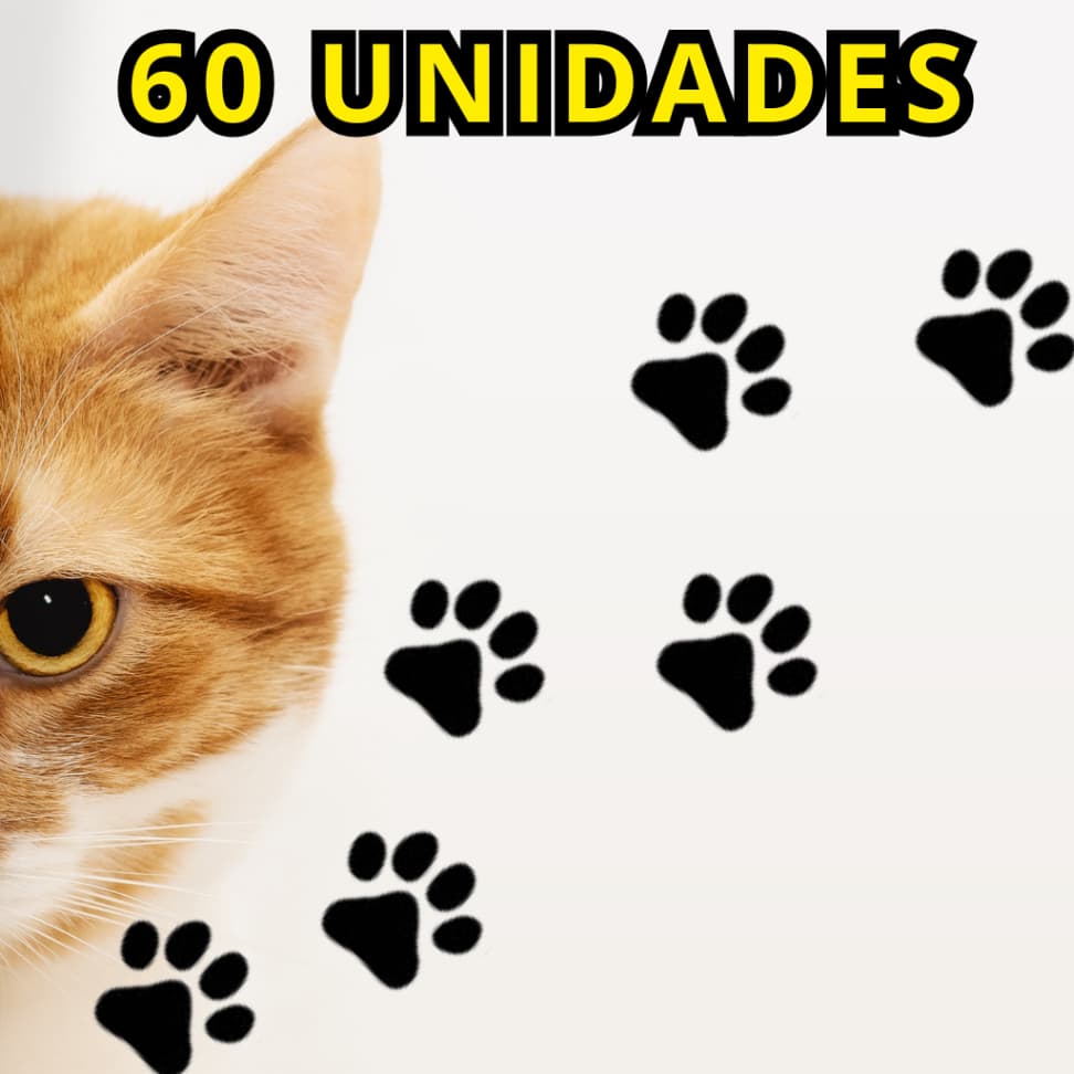 Kit Adesivos Patinhas de Gato 4x4 cm 60 Unidades