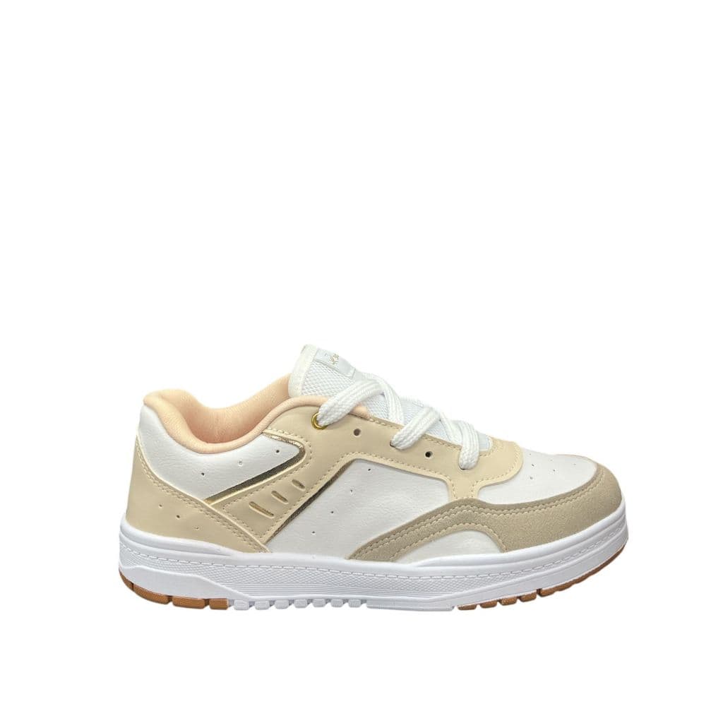 Tênis Infantil Bege com Branco – Estilo Casual e Conforto no Dia a Dia