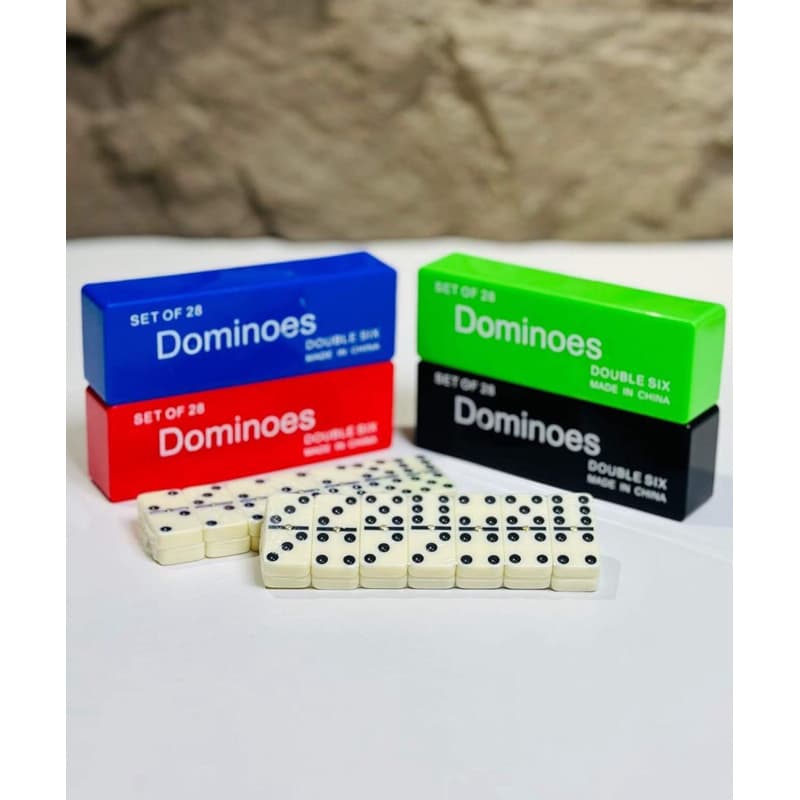 Dominó Clásico de Osso - Jogo com Caixa Estojo Reforçado Tamanho Grande 28pcs