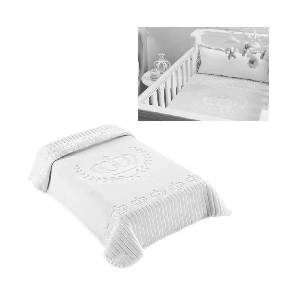 Cobertor de Bebê Infantil Não Alérgico Toque Macio Menino Menina Jolitex 80x110cm Cor Branco