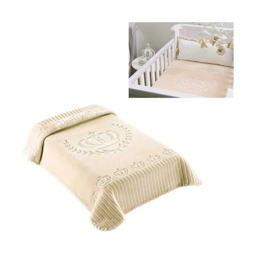 Cobertor de Bebê Infantil Não Alérgico Toque Macio Menino Menina Jolitex 80x110cm Cor Bege