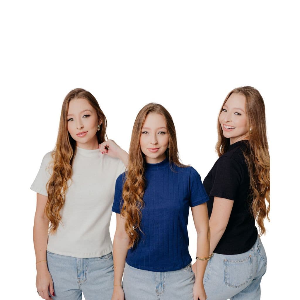 Kit 2 Blusa Tshirt Verão Gola Redonda em Ribana de Alta Qualidade e Conforto