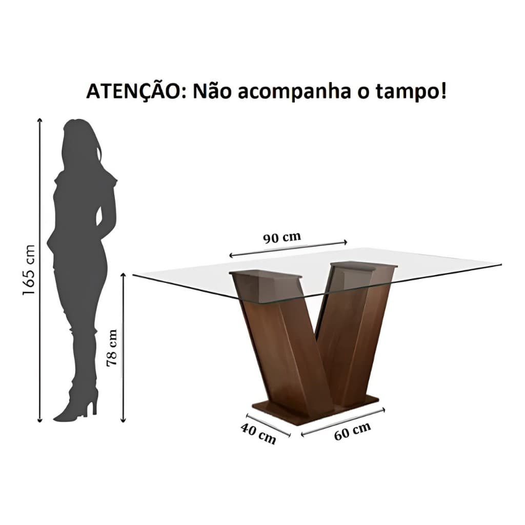 Pé de Mesa Clássico em V – MDF Durável para Tampos de Vidro