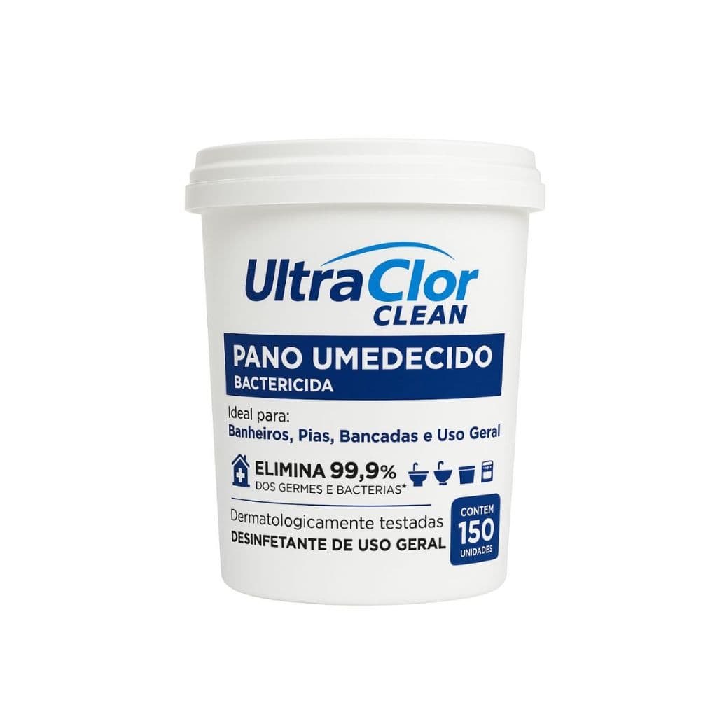 Pano Umedecido Bactericida Ultraclor Clean  c/ 150 Unidades