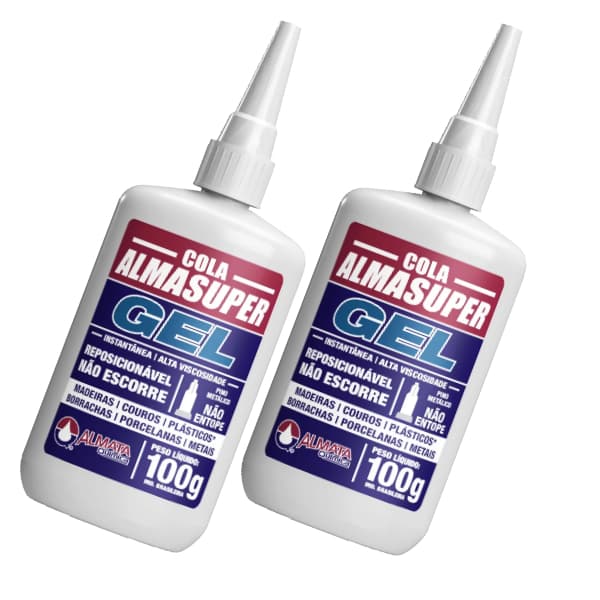 Kit 2 Colas Instantânea Almasuper Gel 100g Adesiva Secagem Rápida Adesiva Alta Viscosidade