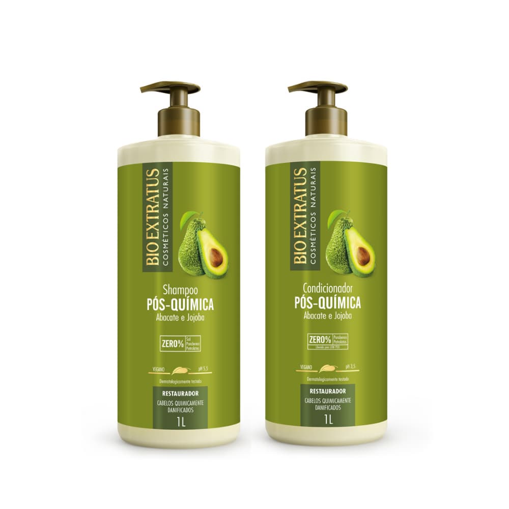 Kit Pós Química Shampoo e Condicionador Bio Extratus 1L Tratamento Restaurador