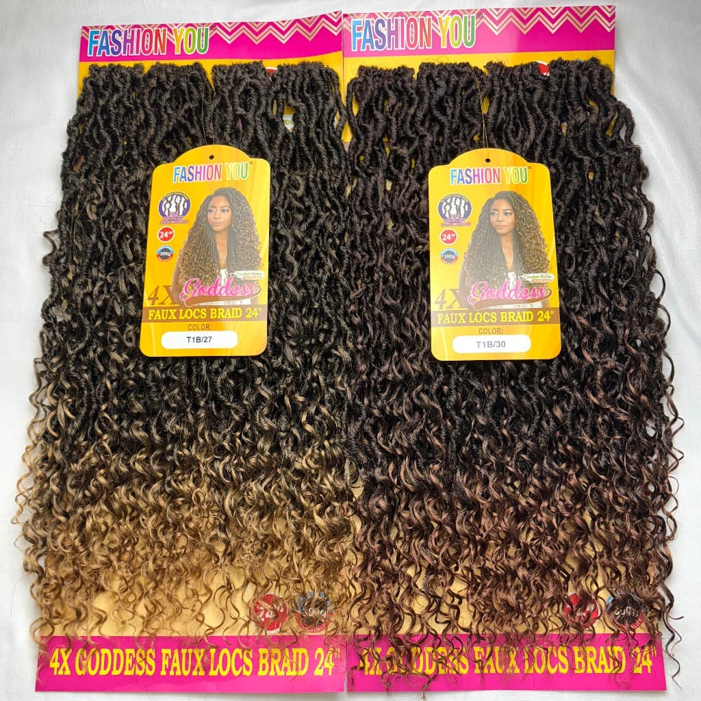 Cabelo Goddess Faux Locs Braid 24" 300g Pacotão Crochet Tranças Prontas Marca Fashion You