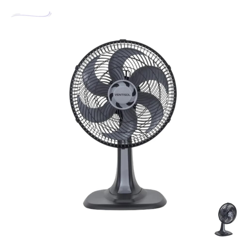Ventilador De Mesa Turbo Premium 6 Pás Ventisol 30cm Preto