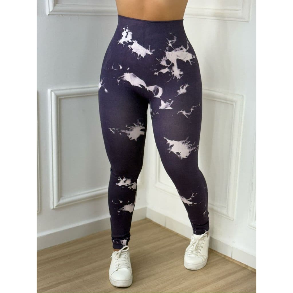 Calça Legging Esportiva Yoga Tie Dye, Legging sem costura, Empina bumbum, Academia Cintura alta.