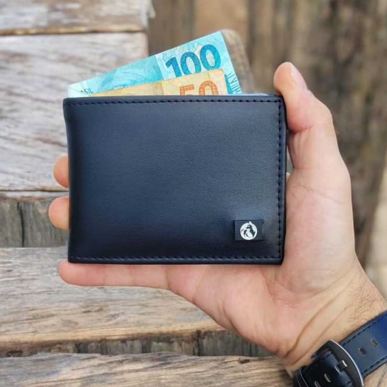 Carteira Masculina em couro premium com porta cartões moedas e cédulas