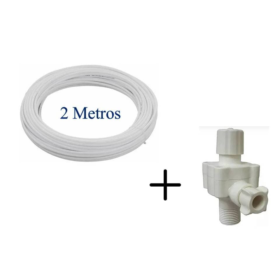 Kit 2 metros de mangueira 3/8 9mm + Válvula Reguladora de Pressão Original para Purificador de Água Everest
