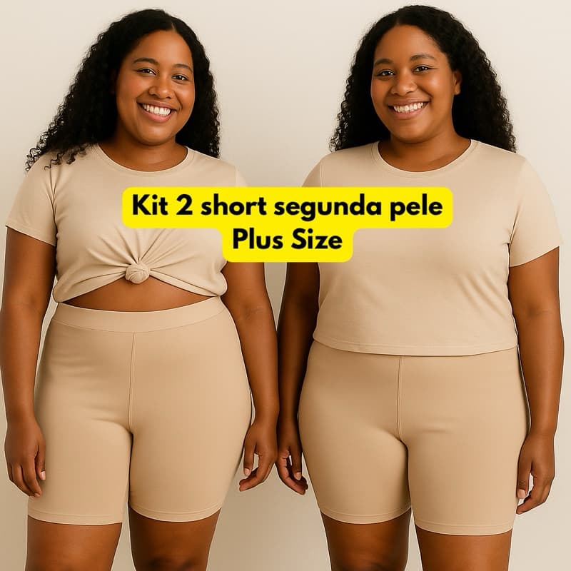 Kit 2 Short Segunda pele Plus Size 46 ao 54 feminino curves