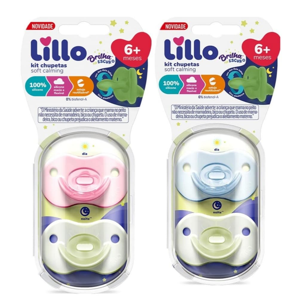 Chupeta Lillo 2un Soft Calming Night Simétrico Tam.2 6m+
