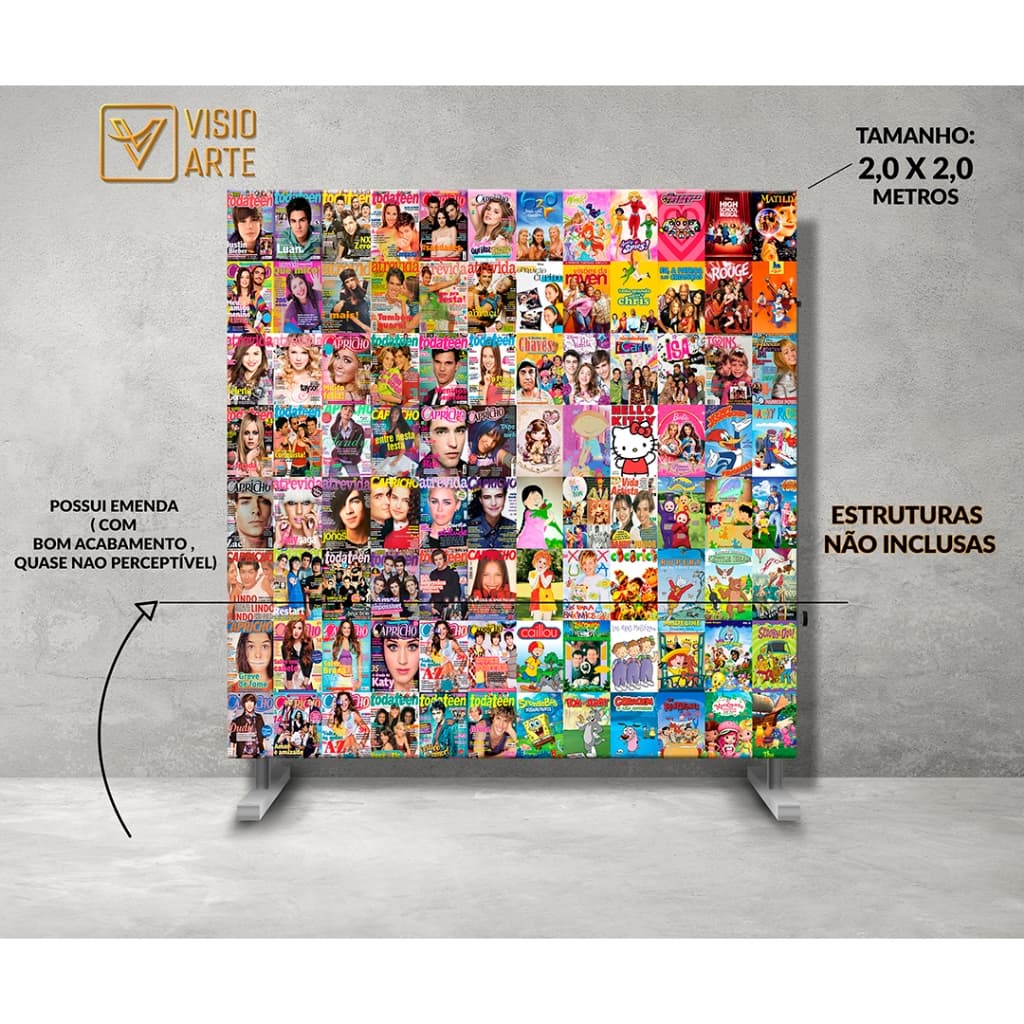 Painel Retangular 2,0 x 2,0 metros Sublimado 3D REVISTAS ANTIGAS
