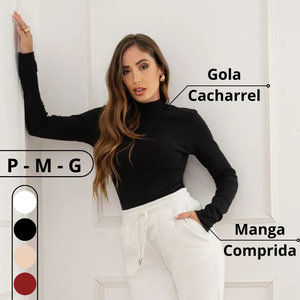 Blusa Feminina Cacharrel Gola Alta Manga Comprida