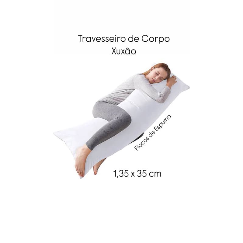 Travesseiro de corpo xuxão Antialérgico 1,35 x 35cm Flocos de Espuma