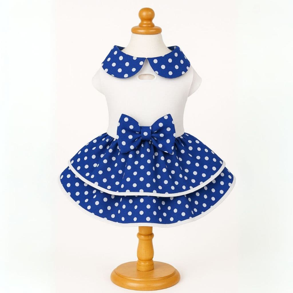 Roupa Pet - Vestido Pet Branco Saia Poá - Roupinha Cachorro