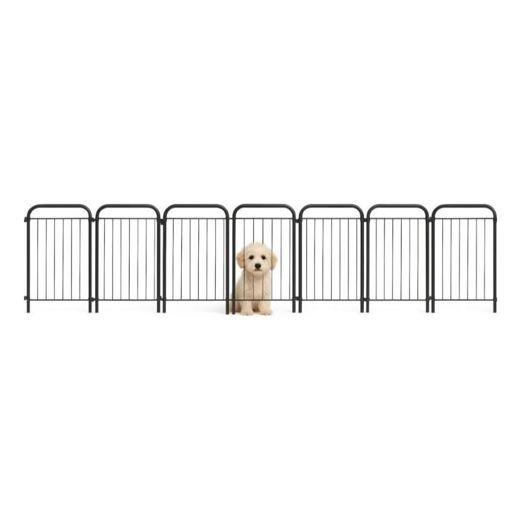 Cercado Pet Dobrável Portátil 224x51,5cm • 7 Módulos em Aço Carbono • Grade Segurança Cerca Cachorro