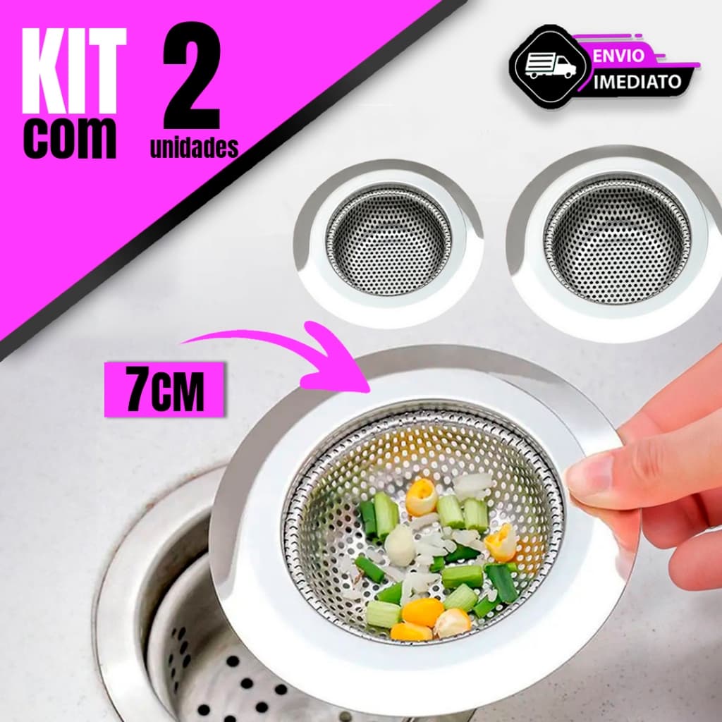 Ralo de Pia 7 cm com Tela Inox – Ideal para Cozinha Limpa e Organizada